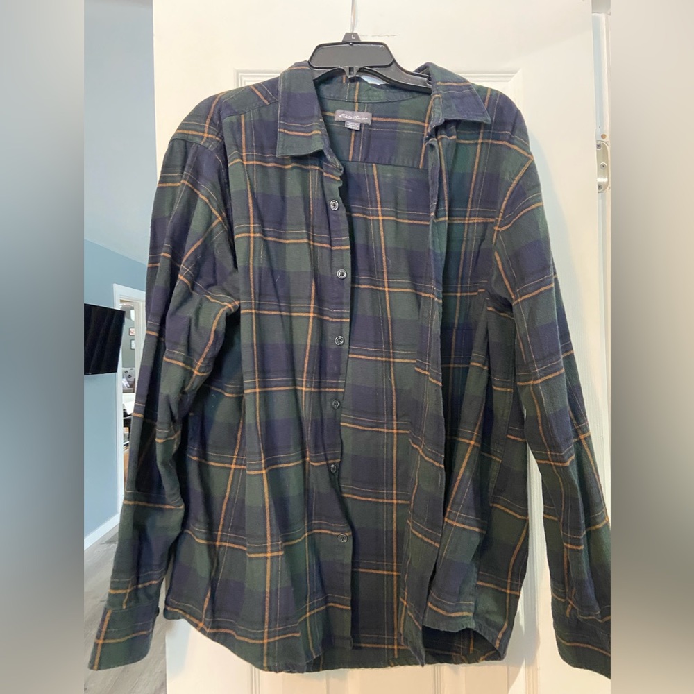 Men-Eddie Bauer-XXL Green plaid shirt